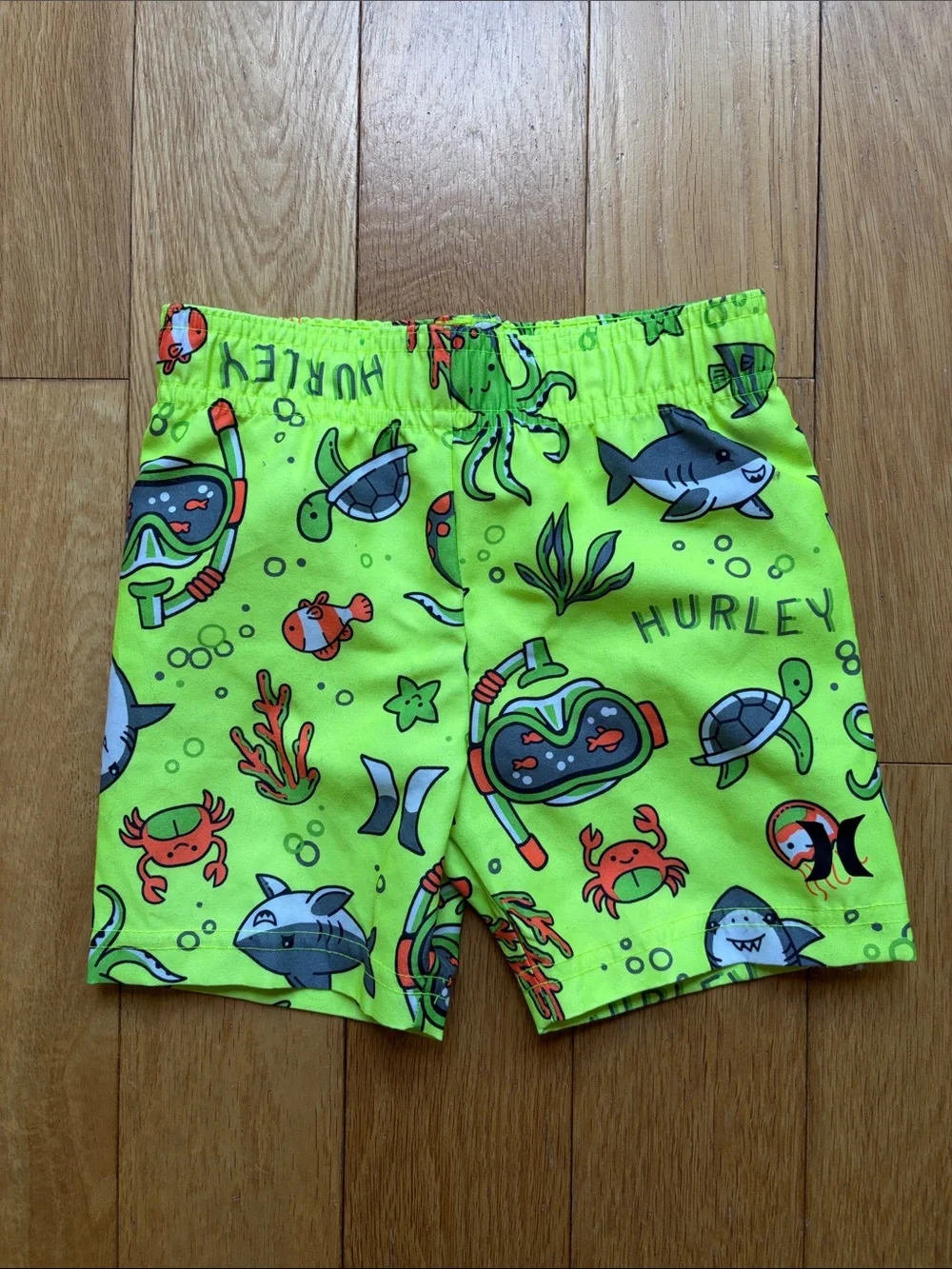 🦈Hurley Neon Yellow/White Kids Swim Rashguard Set with Bucket Hat